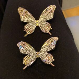 Crystal Butterfly with black flip flops size 37/38 and white tiny rhinestones